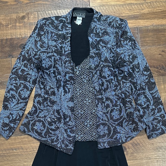 Alex Evenings Black and Silver Wide-Leg Jumpsuit - Picture 3 of 7